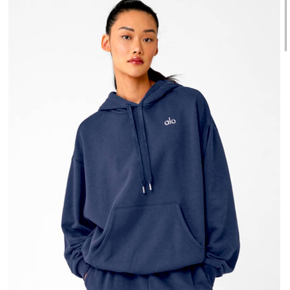 Alo Yoga Accolade navy hooded sweatshirt small
